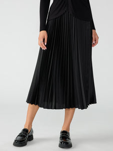Everyday Pleated Satin Skirt Black