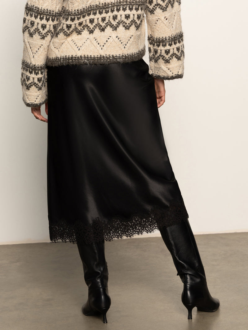 Slip Skirt With Lace Black alt 2