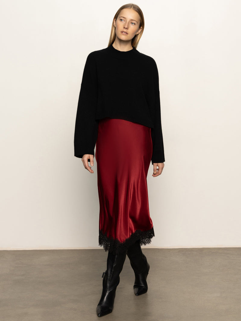 Slip Skirt With Lace Crimson alt 3