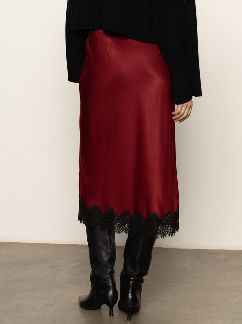 Slip Skirt With Lace Crimson alt 2