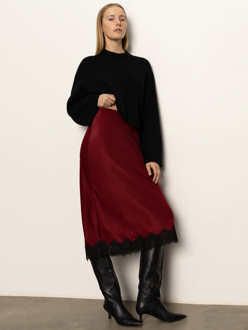 Slip Skirt With Lace Crimson alt 5