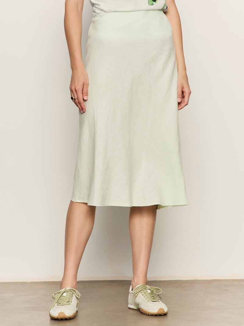 Everyday Linen Slip Skirt Green Mist