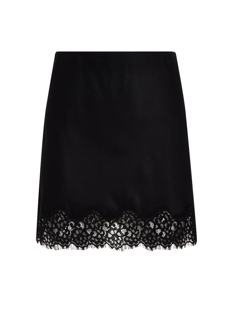 Everyday Satin Lace Mini Skirt Black alt 5