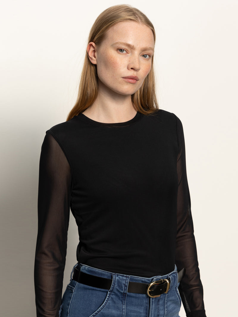 Long Sleeve Perfect Mesh Tee Black
