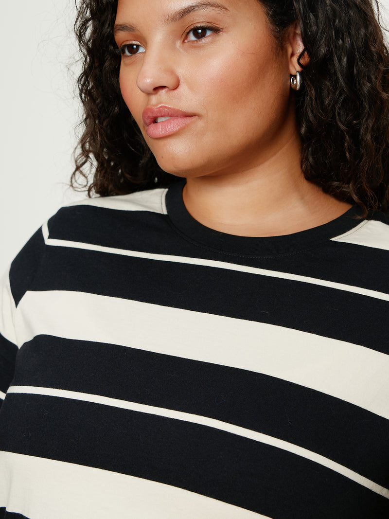 Timeless Tee Vanilla Creme/Black Stripe Extended Sizing alt 1