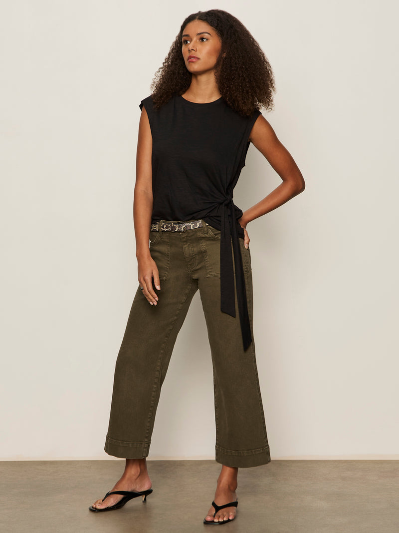 Side Tie Muscle Tee Black alt 3