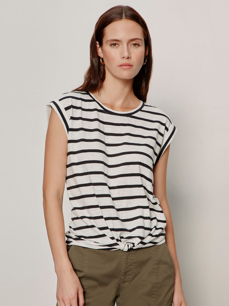 Knotted Muscle Tee Chalk/Black Stripe