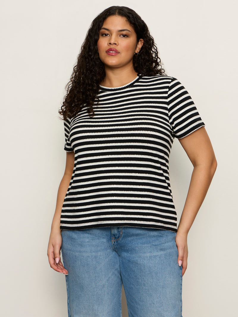 Perfect Textured Tee Black/Chalk Stripe Extended Sizing alt 2