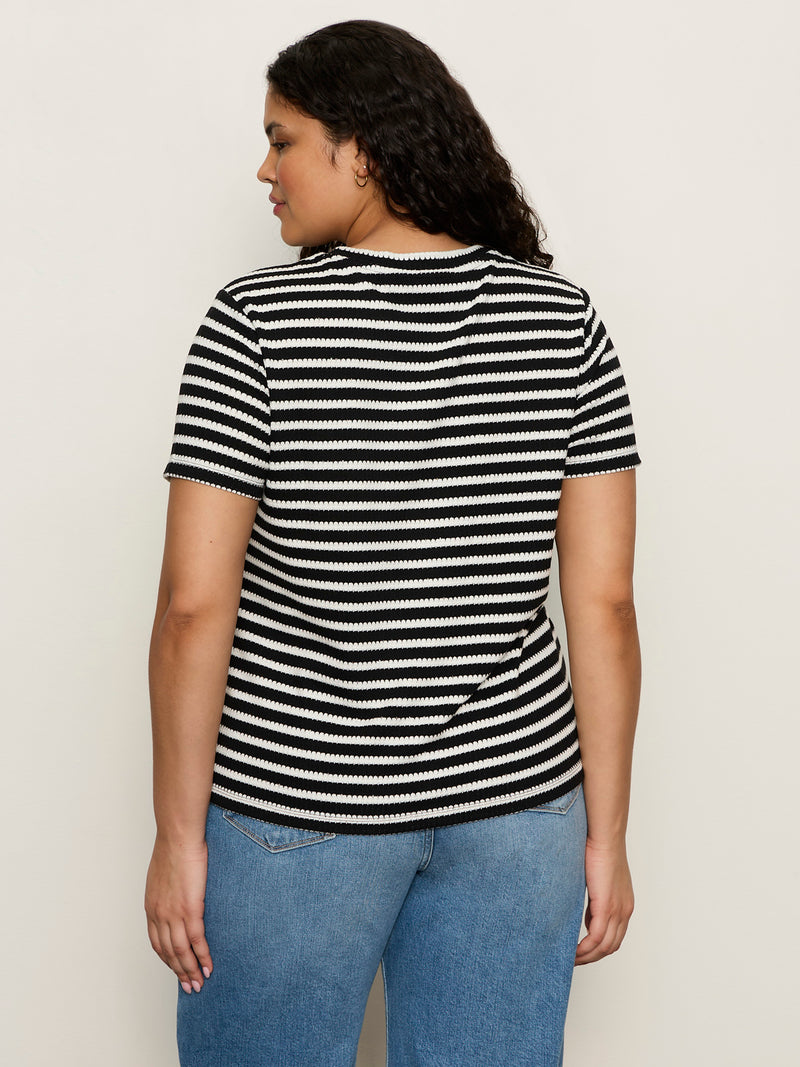 Perfect Textured Tee Black/Chalk Stripe Extended Sizing alt 1