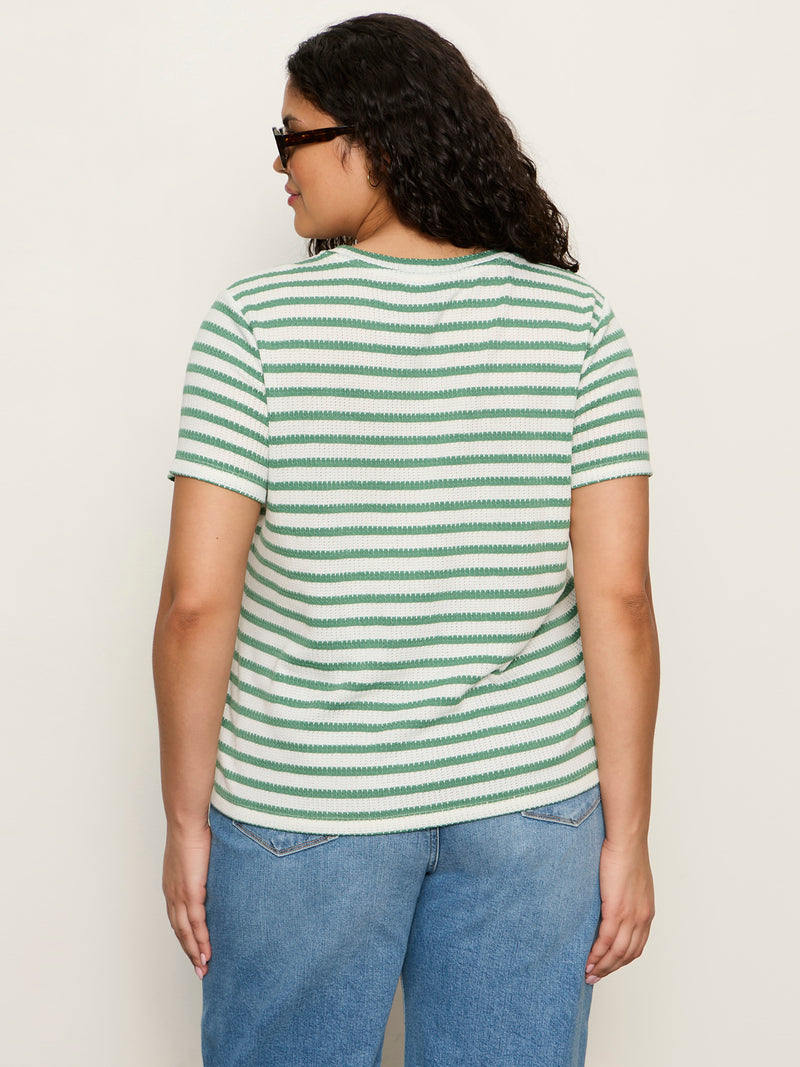 Perfect Textured Tee Chalk/Green Juice Strip Extended Sizing alt 1