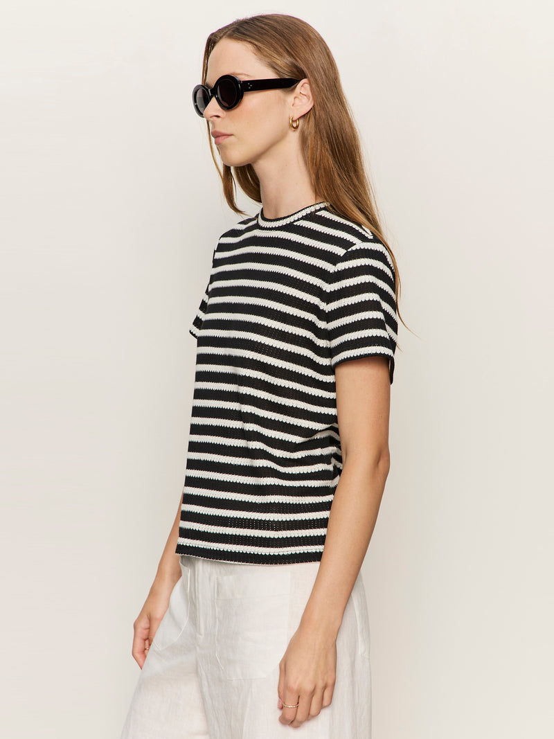 Perfect Textured Tee Black/Chalk Stripe alt 2