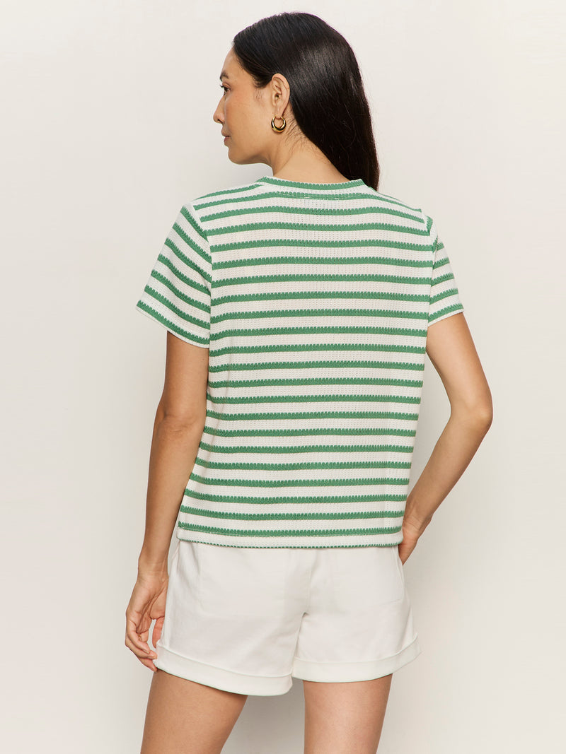 Perfect Textured Tee Chalk/Green Juice Stripe alt 1