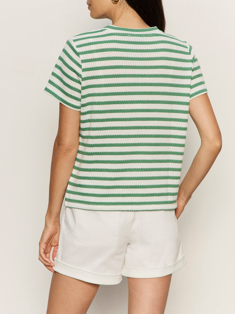 Perfect Texture Tee Chalk/Green Juice Stripe Petite Sizing alt 1