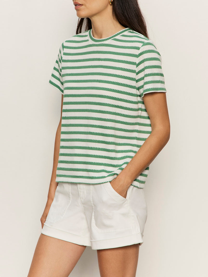 Perfect Texture Tee Chalk/Green Juice Stripe Petite Sizing alt 2