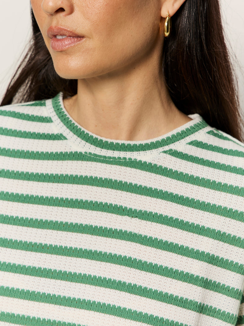 Perfect Textured Tee Chalk/Green Juice Stripe alt 3