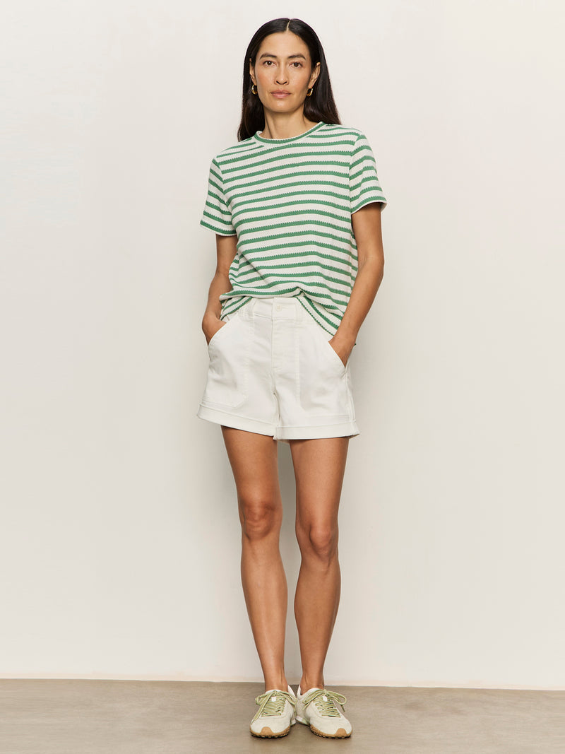 Perfect Textured Tee Chalk/Green Juice Stripe alt 4