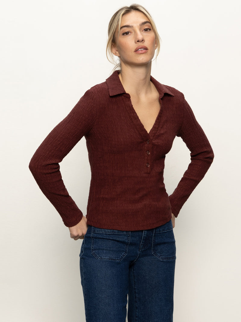 Long Sleeve Textured Top Chicory alt 1