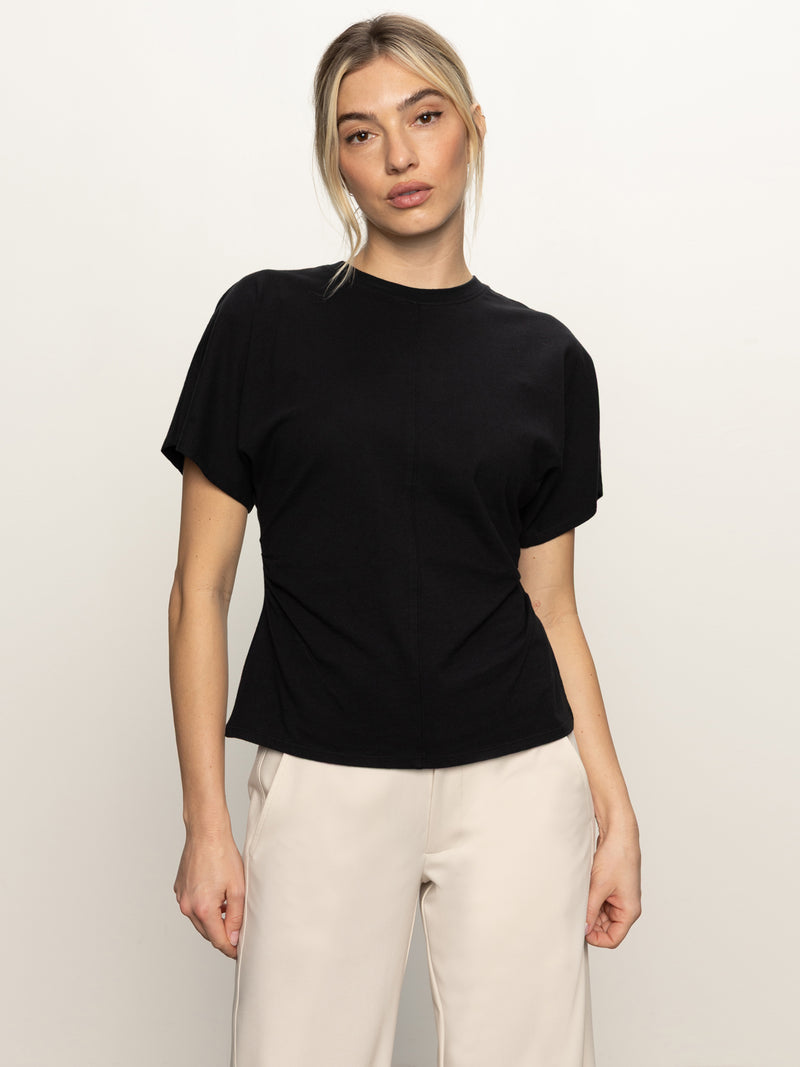 Shirred Waist Dolman Tee Black alt 2