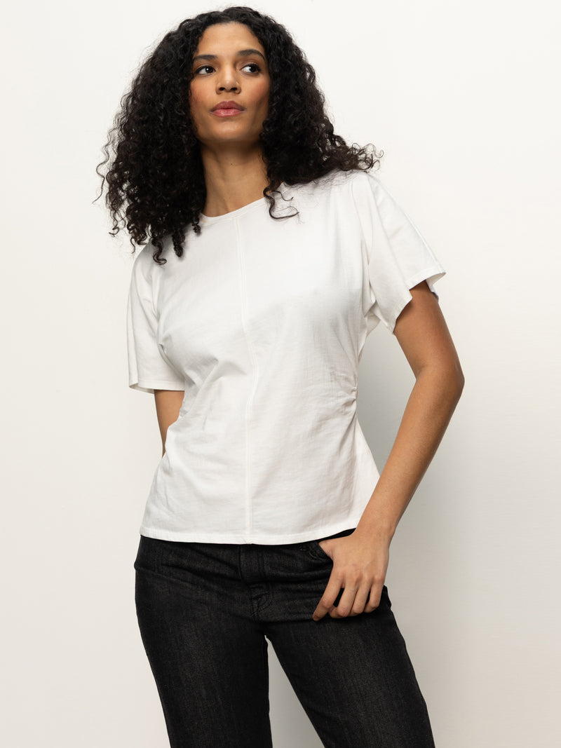 Shirred Waist Dolman Tee White alt 3
