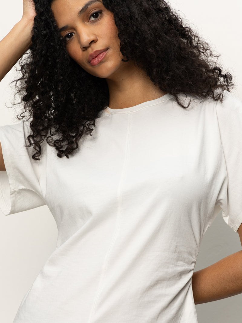 Shirred Waist Dolman Tee White alt 2