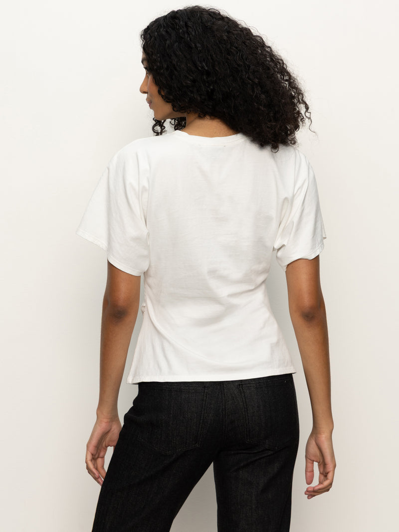 Shirred Waist Dolman Tee White alt 5