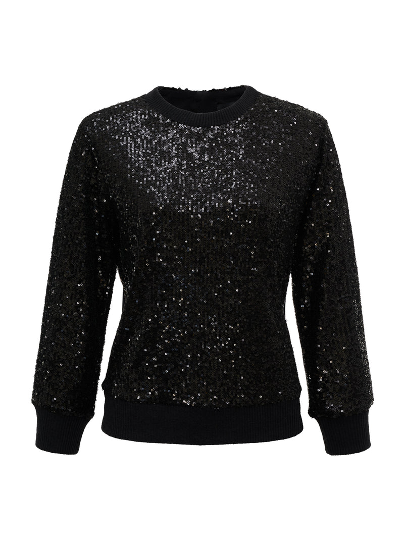 Relaxed Sparkle 3/4 Sleeve Popover Black alt 6