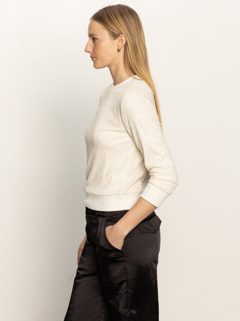 Relaxed Sparkle 3/4 Sleeve Popover Chalk alt 2