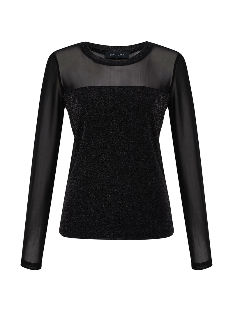 Sparkle Mesh Crew Tee Black alt 5
