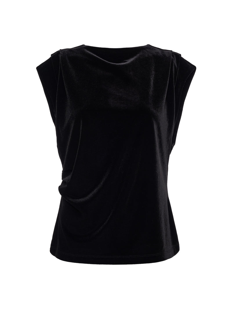 Pleated Sleeveless Top Black alt 5