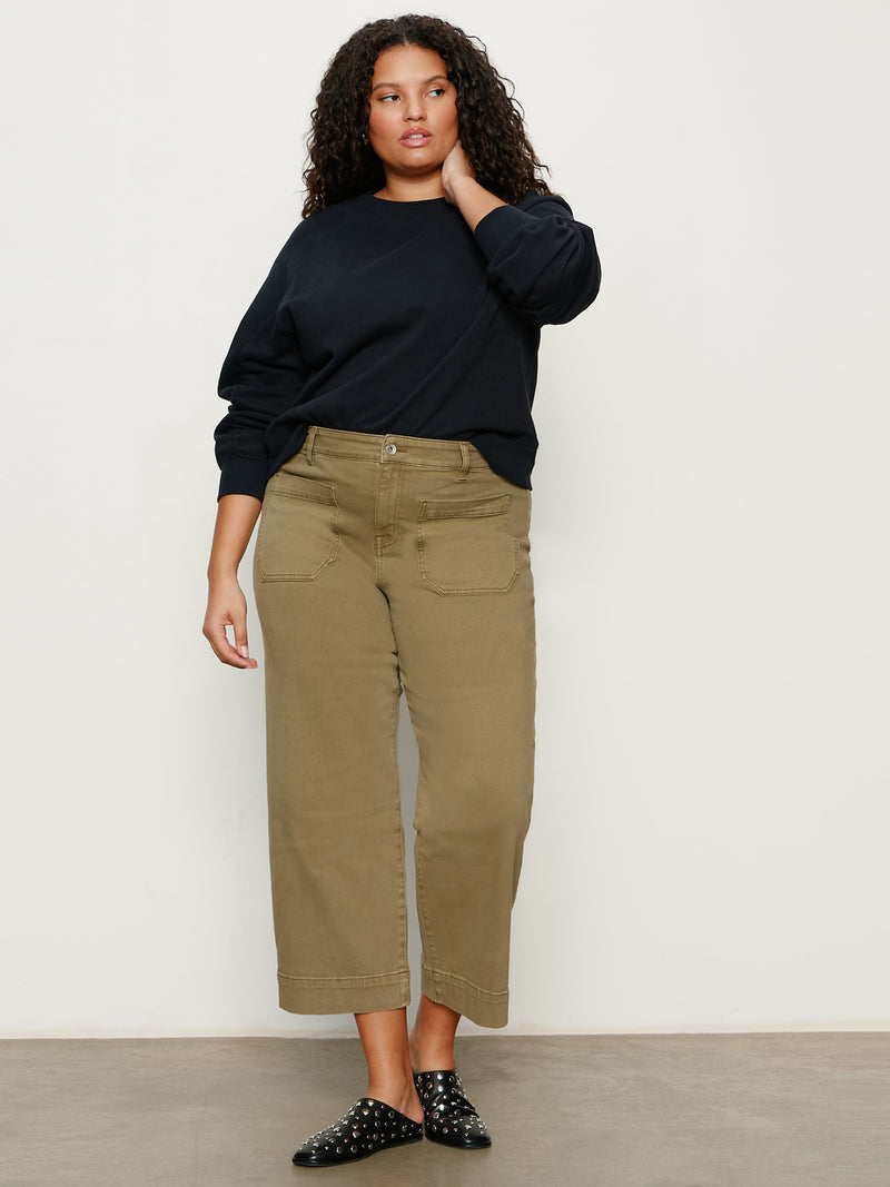 Shirred Sleeve Sweatshirt Black Extended Sizing alt 1