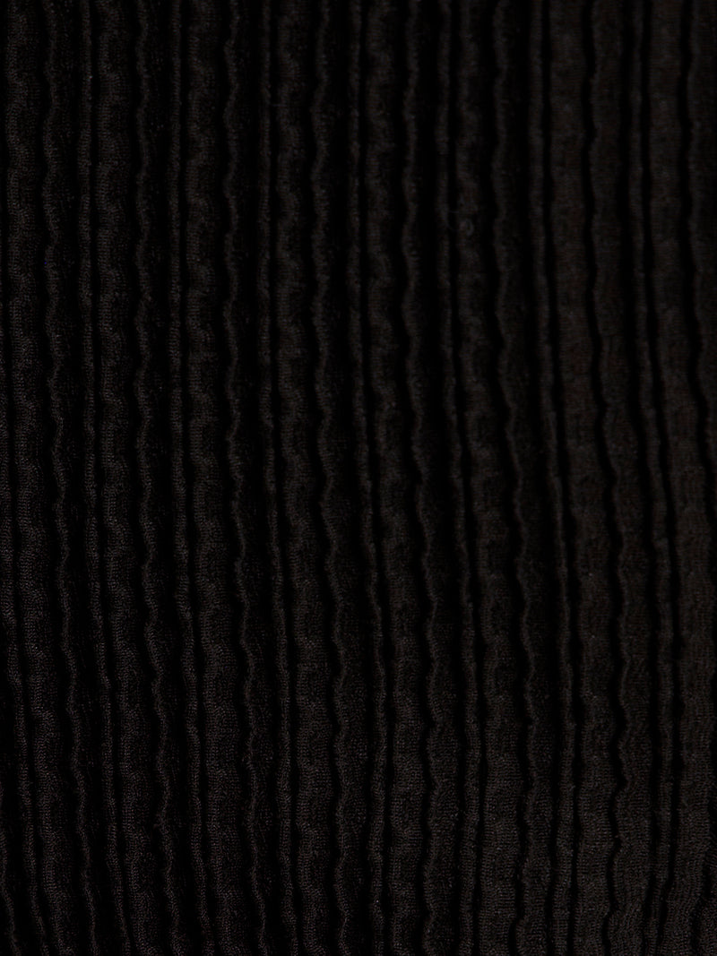 Long Sleeve Boatneck Textured Top Black alt 5