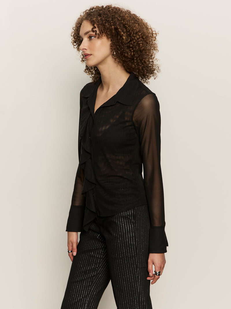 Dreamland Ruffle Top Black alt 1