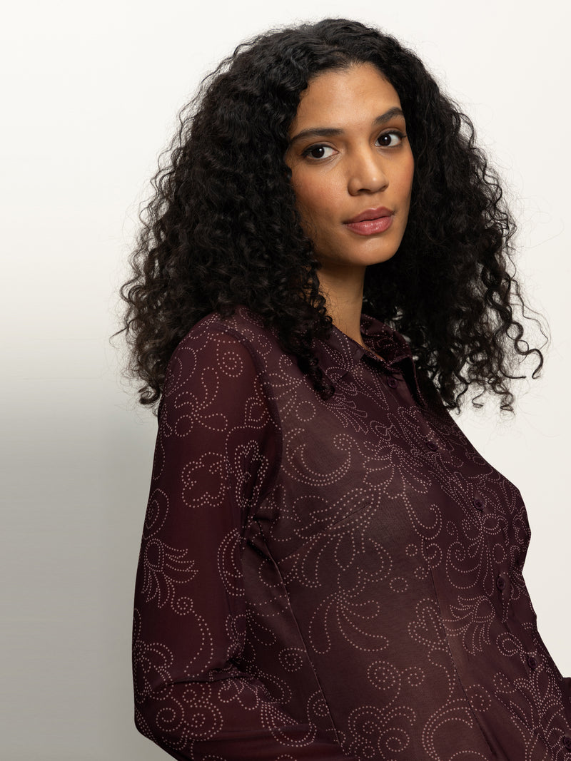 Fitted Mesh Button Down Top Boheme alt 4