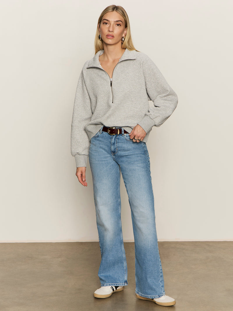 Textured Zip Up Popover Heather Grey alt 4