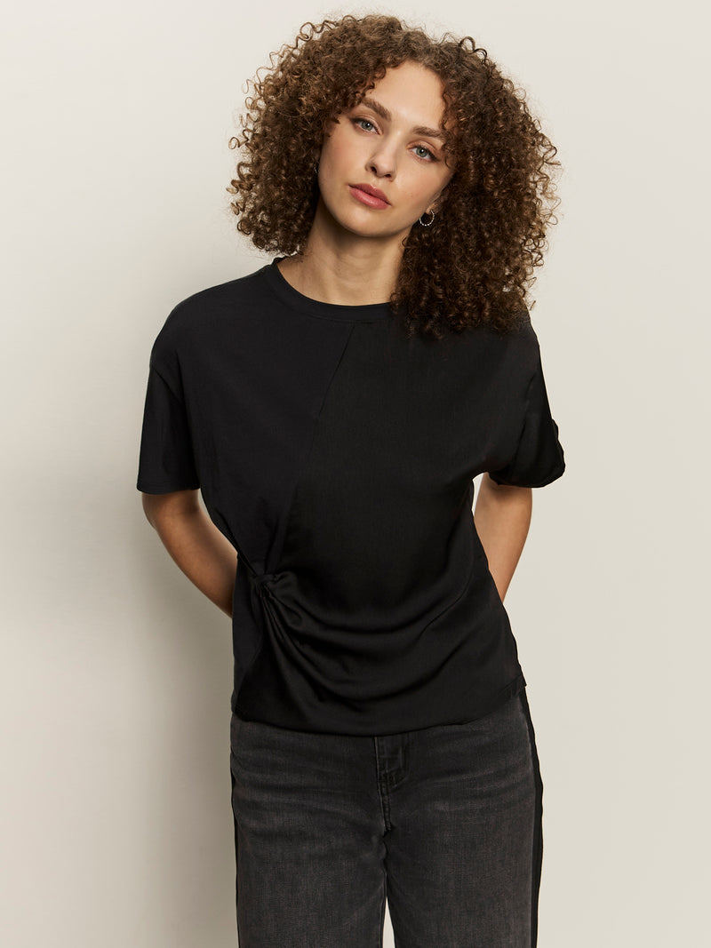 Satin Mix Tee Black alt 1