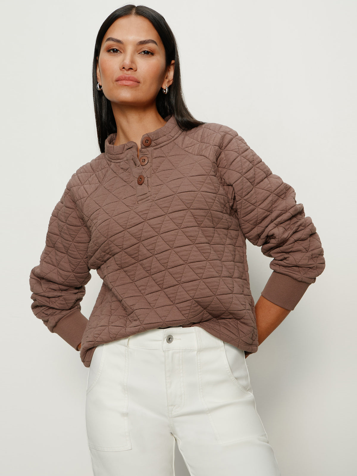Quilted Button Popover Morel