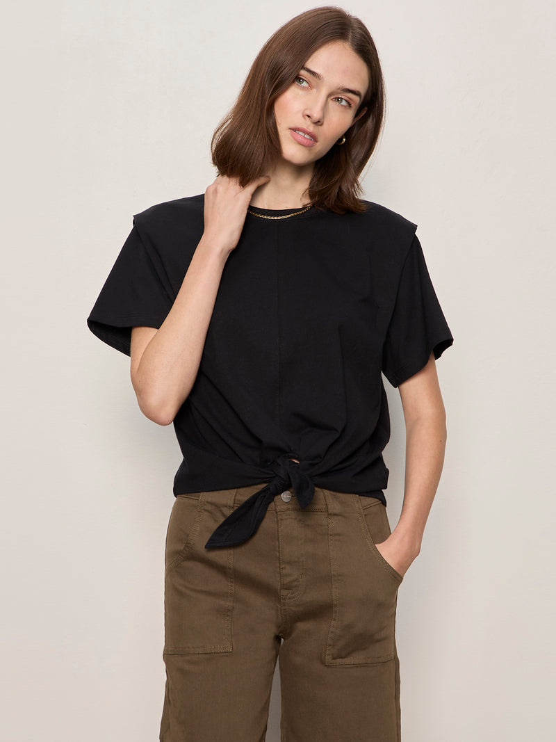 Good To Go Tie Front Tee Black alt 4
