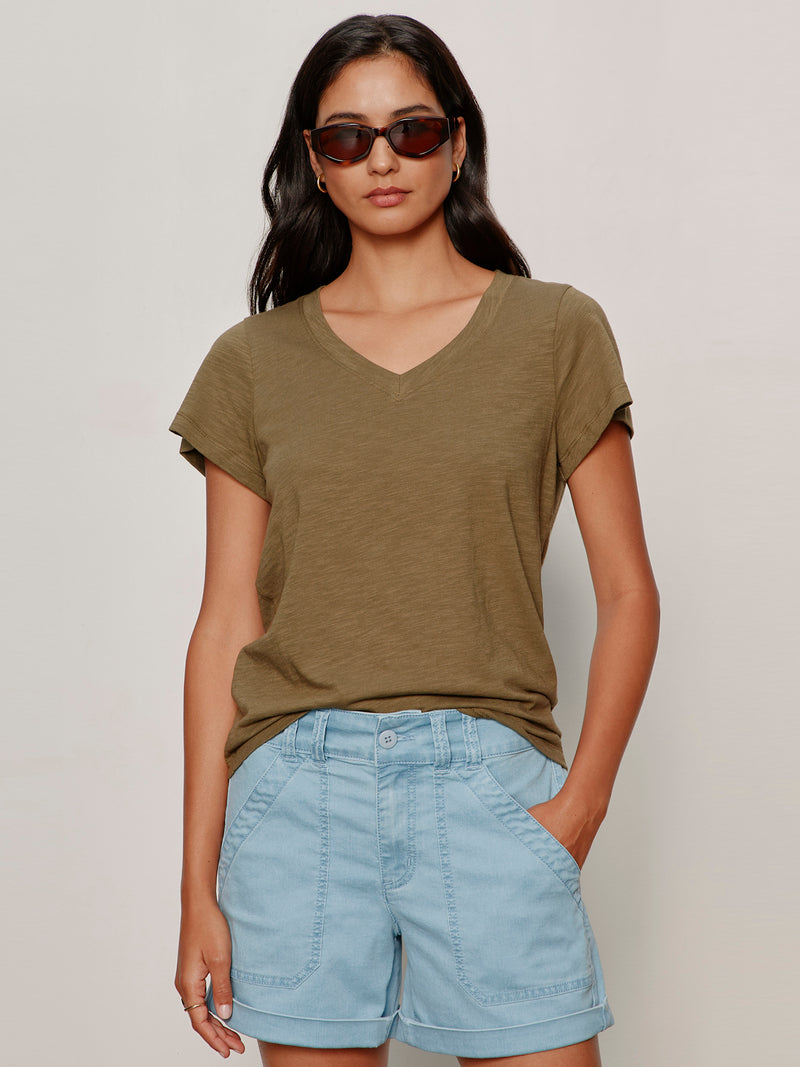 Soft V Neck Tee Burnt Olive
