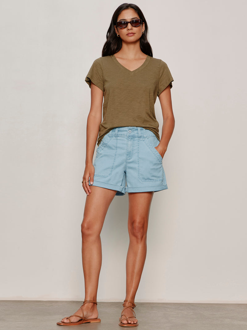 Soft V Neck Tee Burnt Olive alt 3