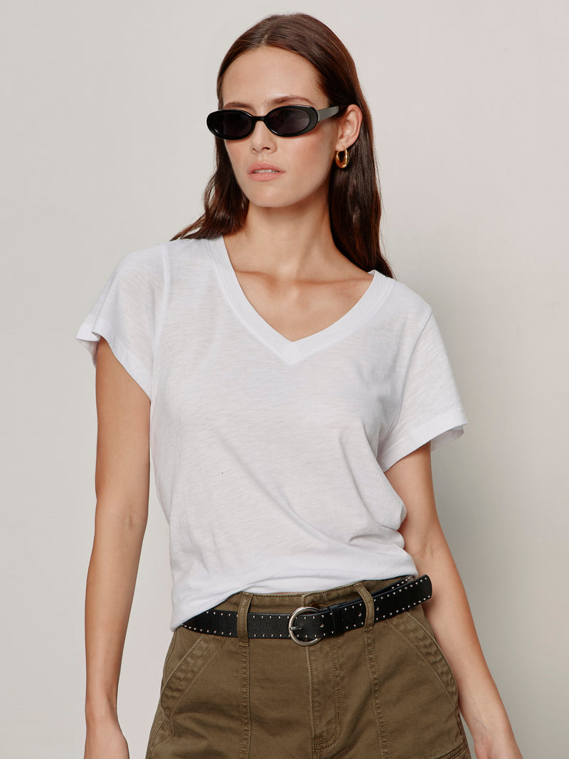 Soft V Neck Tee White alt 2