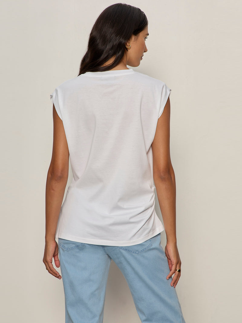 Pleated Muscle Tee White alt 1