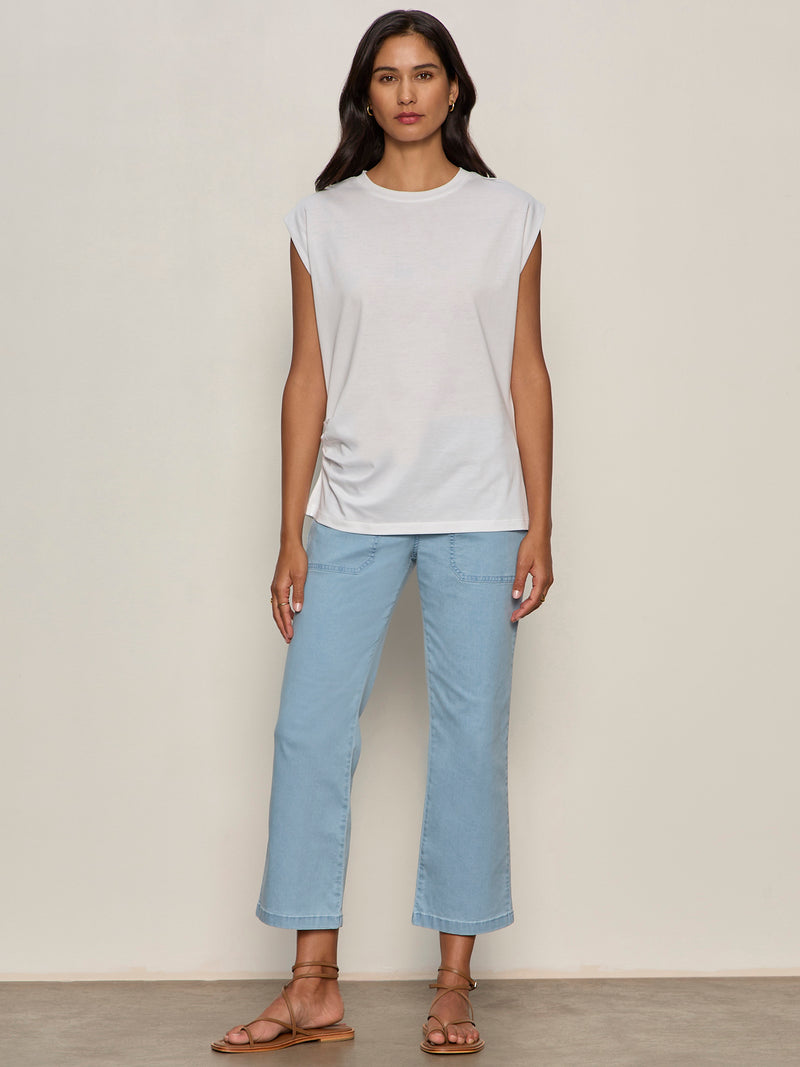 Pleated Muscle Tee White alt 5