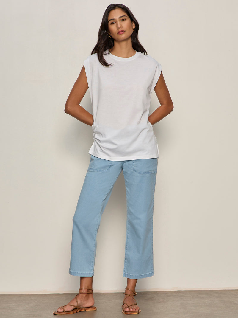 Pleated Muscle Tee White alt 4