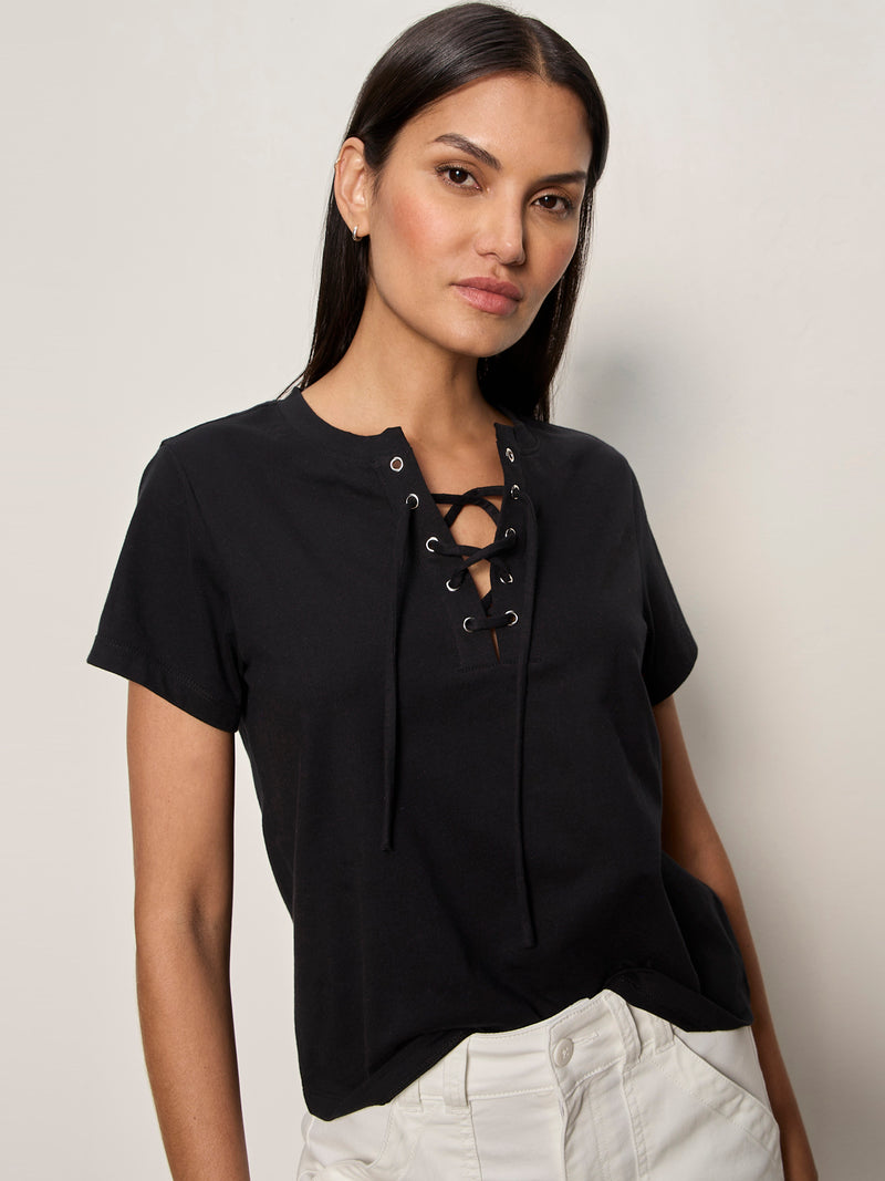 Lace Up Timeless Tee Black