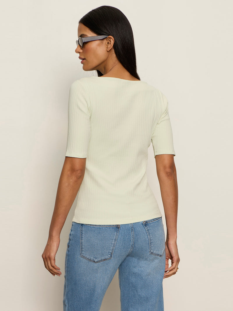 Boatneck Ribbed Top Green Mist alt 1