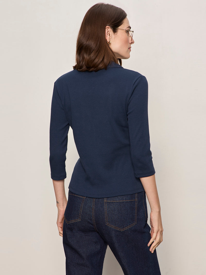 Echo Button Front Tee Navy Blazer alt 1