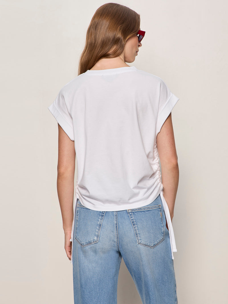 All Day Ruched Tee White alt 1