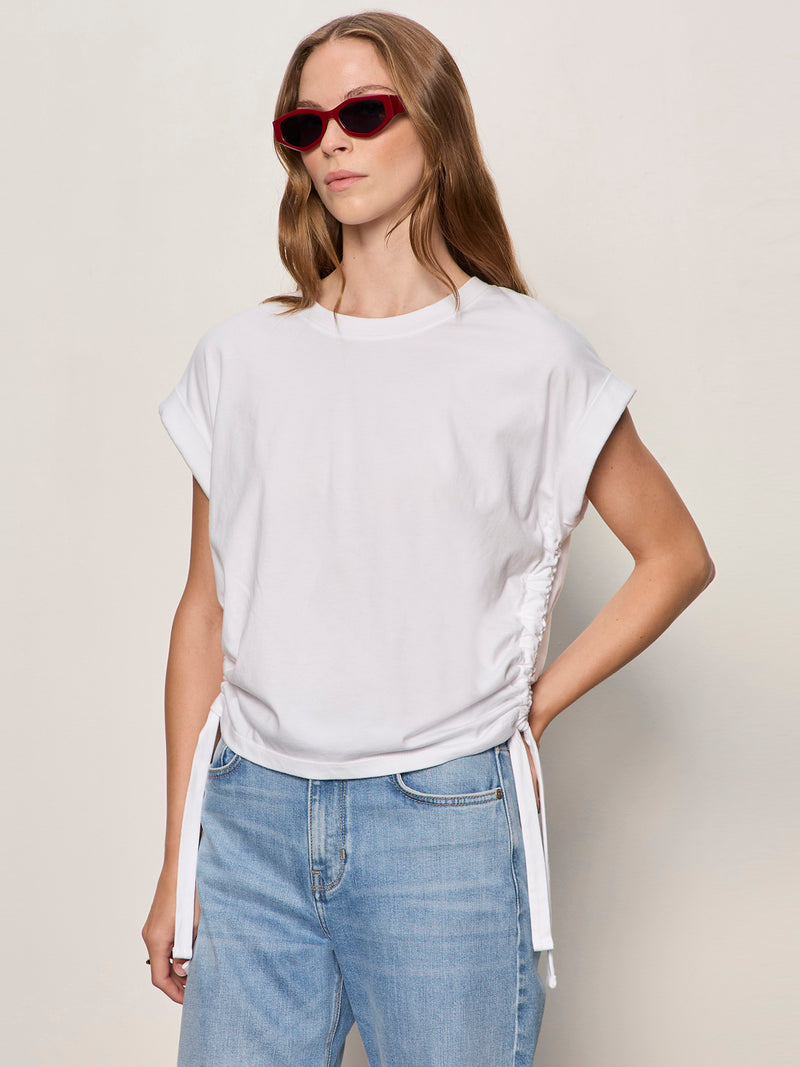 All Day Ruched Tee White alt 3