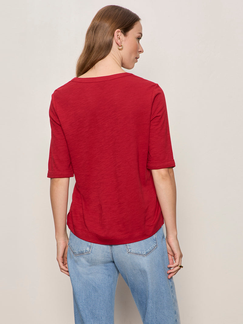 Dolce Notch Neck Tee Red Berry alt 1