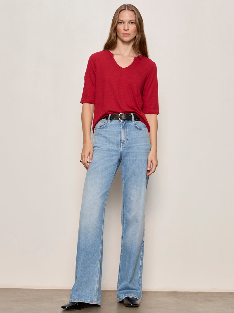 Dolce Notch Neck Tee Red Berry alt 5